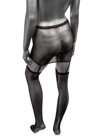 Radiance One Piece Garter Skirt With Thigh Highs - Fishnet and Thigh Highs