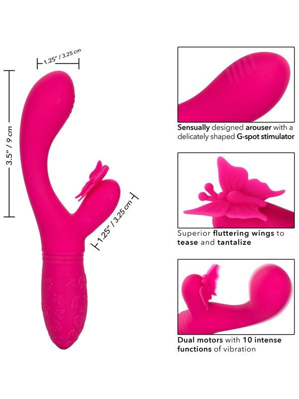 Rechargeable Butterfly Kiss Flutter 10 Function Rabbit Vibrator - - Rabbit Vibrators