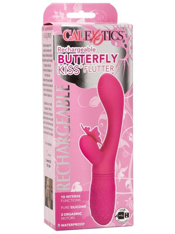 Rechargeable Butterfly Kiss Flutter 10 Function Rabbit Vibrator - - Rabbit Vibrators