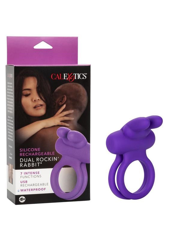 Rechargeable Rockin Rabbit Enhancer Vibrating Cock Ring - - Vibrating Cock Rings