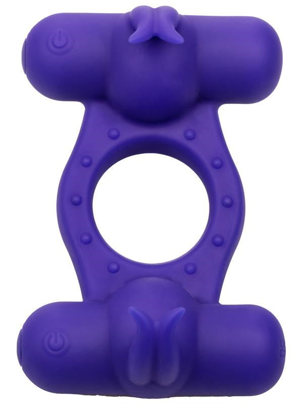 Silicone 12-Functions Rechargeable Triple Orgasm Enhancer Ring - - Vibrating Cock Rings