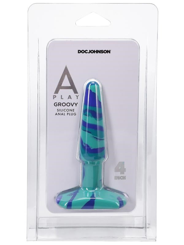 Doc Johnson A-Play Groovy Silicone Anal Play Plug Ocean - - Butt Plugs