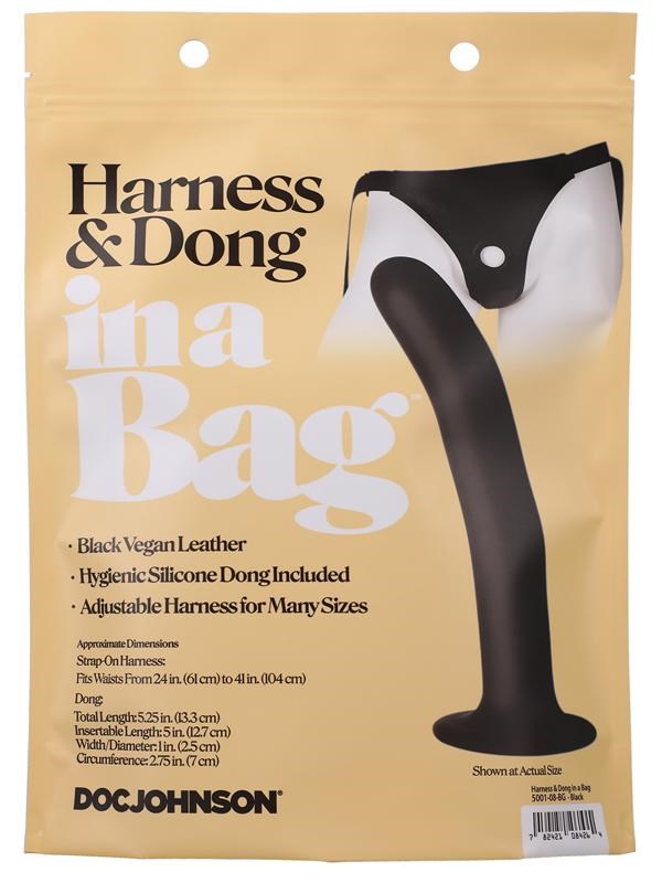 Doc Johnson Adjustable Harness & Dong In A Bag - - Strap On Sextoys