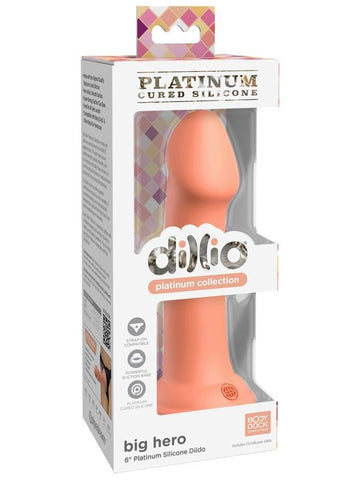 Dillio Platinum Big Hero. Peach Realistic Dildo - Realistic Dildos