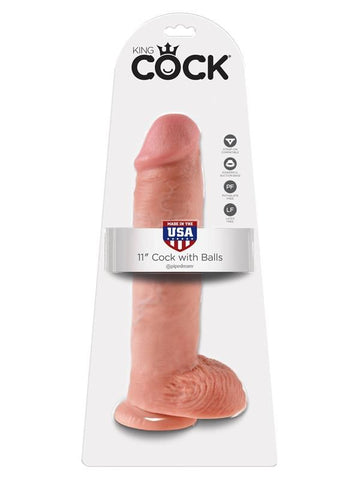 King Cock 11 Inch Cock With Balls And Suction Cup - Realistic Dildos