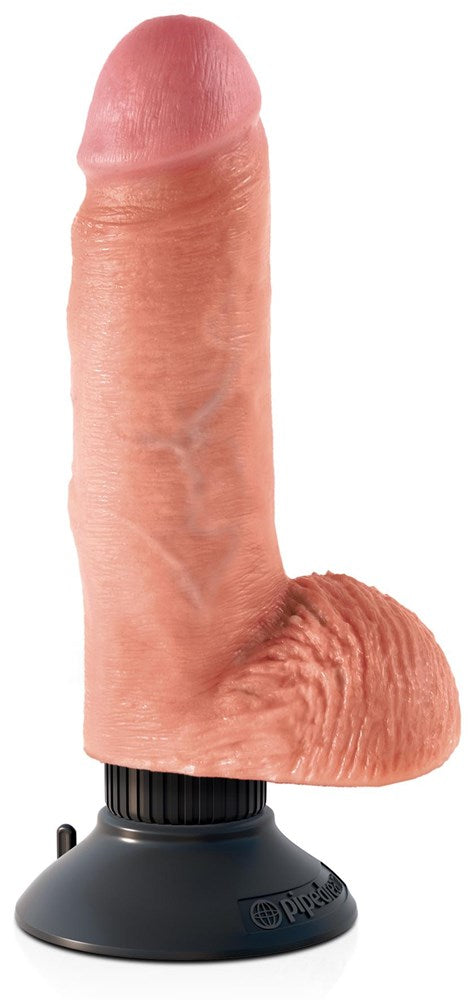 King Cock 7 inch Realistic Vibrating Cock with Balls - - Vibrating Dildos