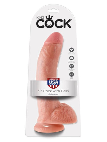 King Cock 9 Inch Suction Cup Realistic Dong with Balls - Realistic Dildos