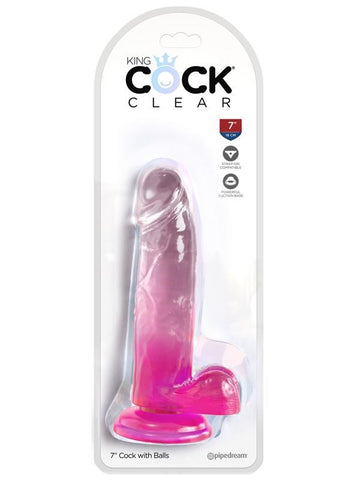 King Cock Clear 7 Inch Realistic Cock with Balls - Realistic Dildos