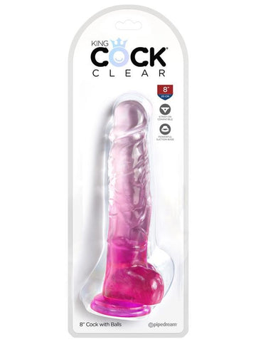 King Cock Clear 8 Inch Realistic Dong with Balls - Realistic Dildos