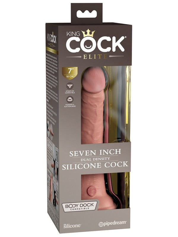 King Cock Elite 7 inch Silicone Dual Density Realistic Cock - - Realistic Dildos