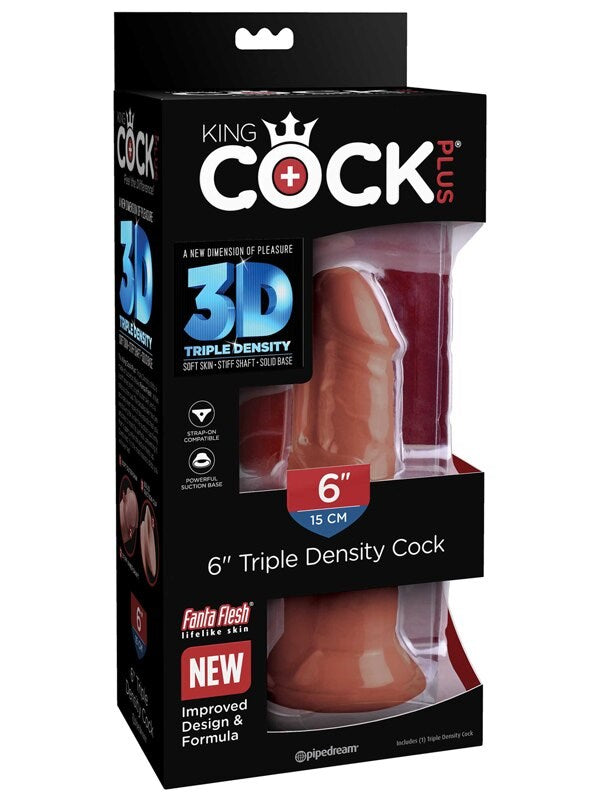 King Cock Plus Triple Density Realistic Dildo Brown - - Realistic Dildos