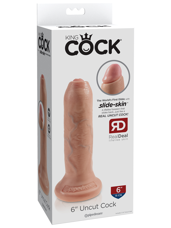 King Cock Uncut Lifelike with Foreskin Realistic Dildo Flesh - - Realistic Dildos