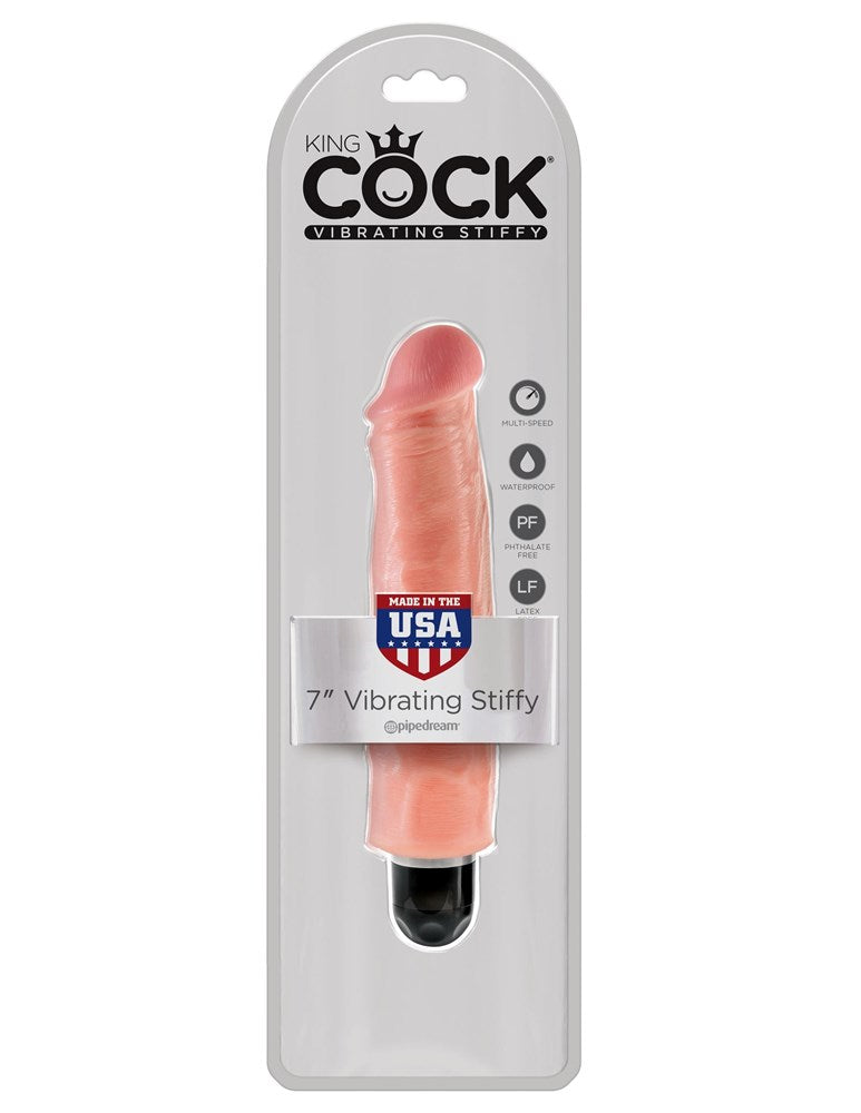 King Cock Vibrating Stiffy Realistic & Body-Safe Dildo Flesh - - Vibrating Dildos