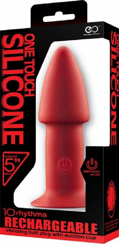 Excellent Power One Touch Rechargeable Silicone Butt Plug 5 inch - - Anal Vibrators