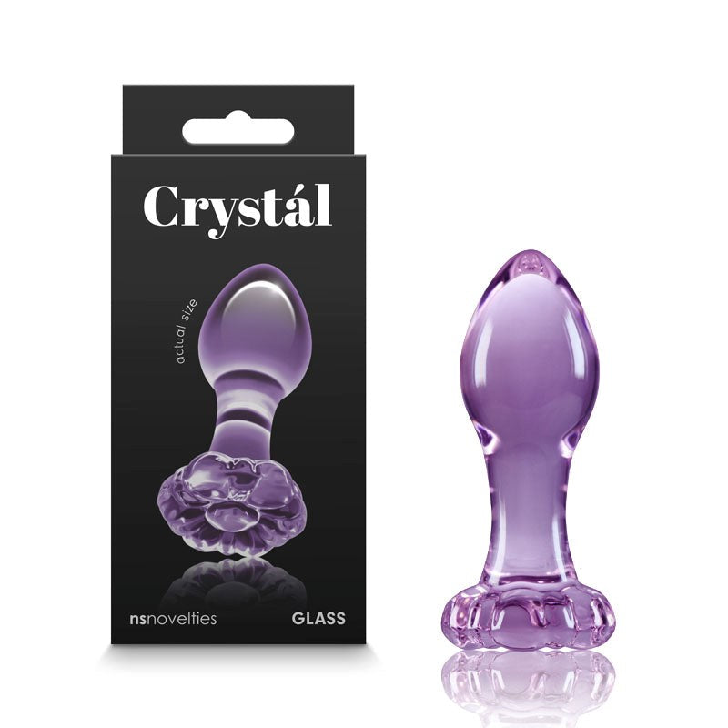 Crystal Flower Glass Butt Plug - - Remote Control Vibrators