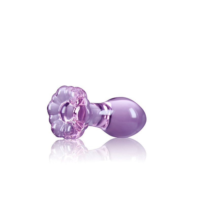 Crystal Flower Glass Butt Plug - - Remote Control Vibrators