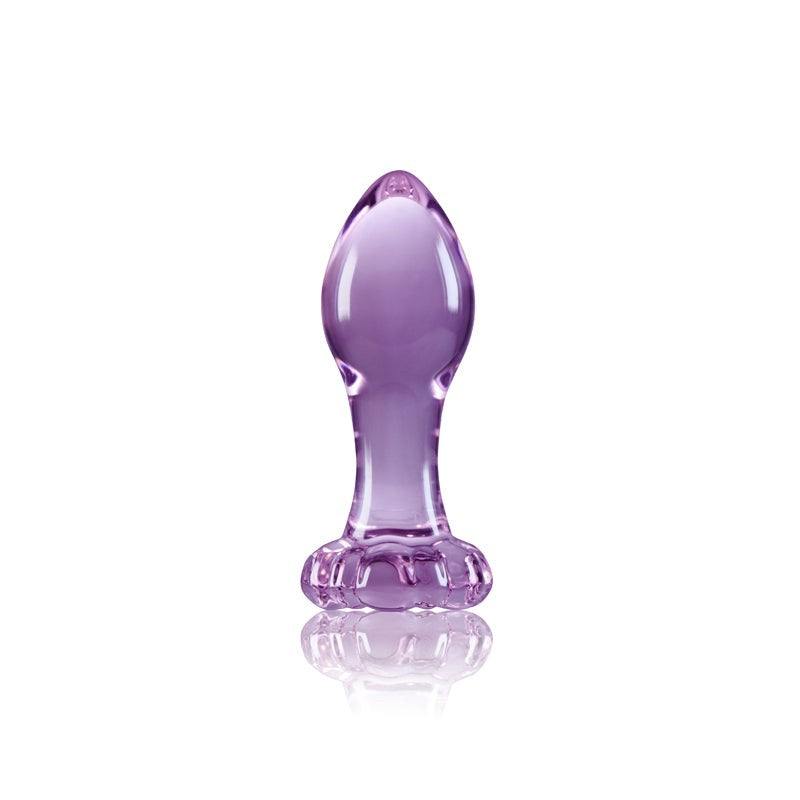 Crystal Flower Glass Butt Plug - - Remote Control Vibrators