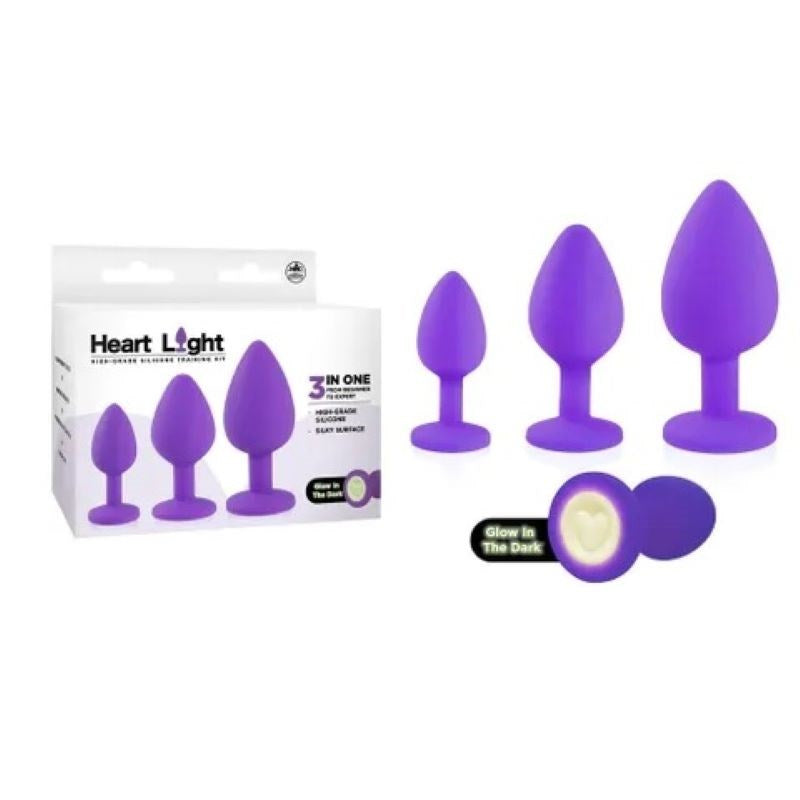 Heart Light Silicone Anal Training Kit - - Butt Plugs