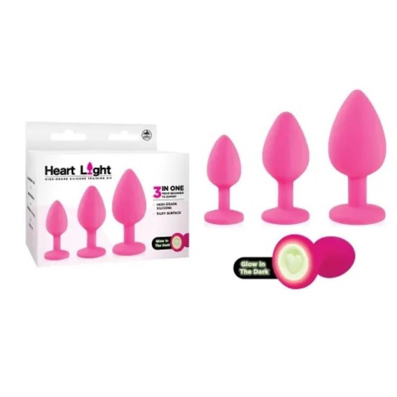 Heart Light Silicone Anal Training Kit - - Butt Plugs