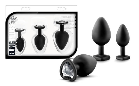 Luxe Bling Plugs Training Kit With Gems by Blush Novelties - Butt Plugs