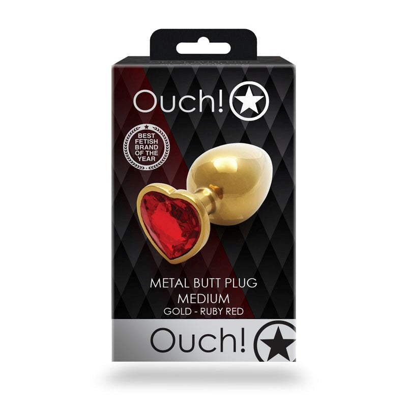 OUCH! Heart Gem Butt Plug - Medium - - Butt Plugs