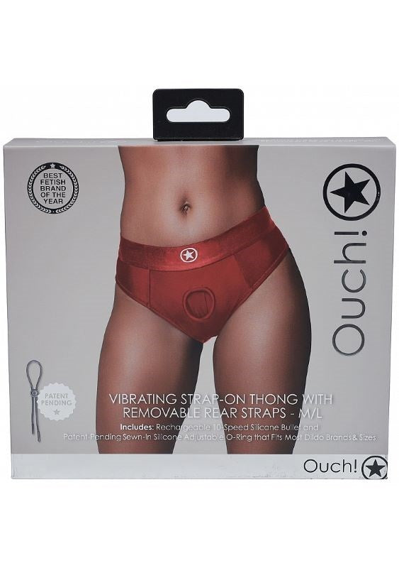 Ouch! Vibrating Strap-on Thong with Removable Butt Straps - M/L - - Strap On Sextoys