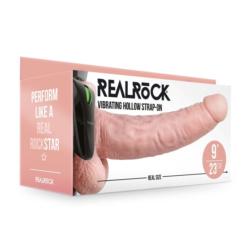 REALROCK Vibrating Hollow Strap-on + Balls - 23 cm - - Realistic Dildos