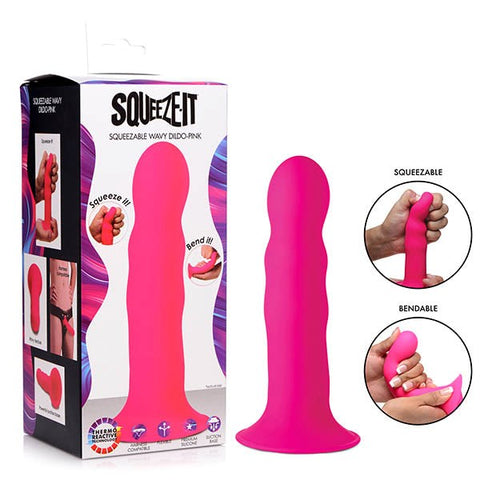 Squeeze It Squeezable Wavy Dildo by XR Brands - Realistic Dildos