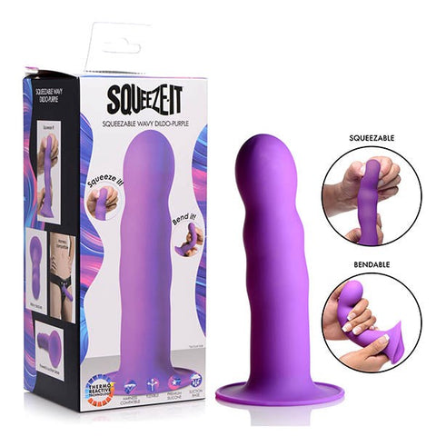 Squeeze It Squeezable Wavy Dildo by XR Brands - Realistic Dildos