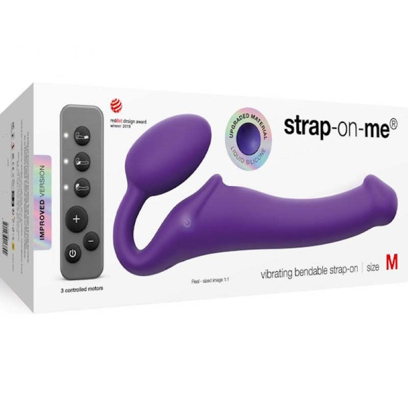 Strap-On-Me 3 Motors Vibrating Bendable Strap-On - Size M - - Strap On Sextoys