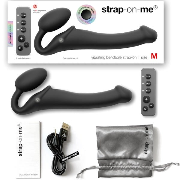 Strap-On-Me 3 Motors Vibrating Bendable Strap-On - Size M - - Strap On Sextoys