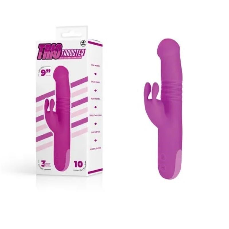 Trio Thruster 3-in-1 Rabbit Vibrator - - Realistic Dildos