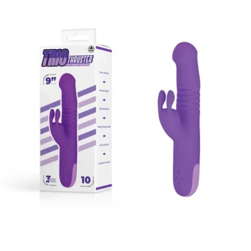 Trio Thruster 3-in-1 Rabbit Vibrator - - Realistic Dildos