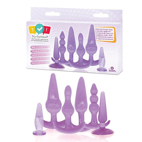 Try-Curious Anal Plug Kit Anal Kit Set of 6 by Icon Brands - Butt Plugs