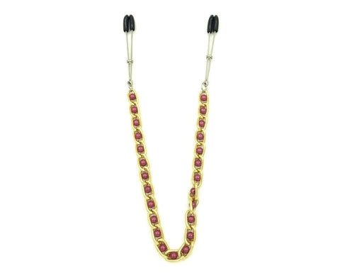 Tweezer Nipple Clamps with Connecting Chain by BDStyle - Breast and Nipple Toys