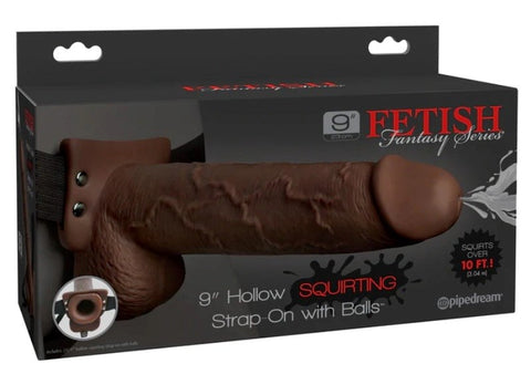 Fetish Fantasy 9 Inch Hollow Squirting Strap-On - Bullet Vibrators