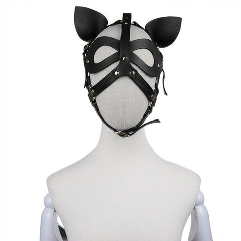 Bondage Leather Cat Mask With Ears Butt Plug by BDStyle - Butt Plugs