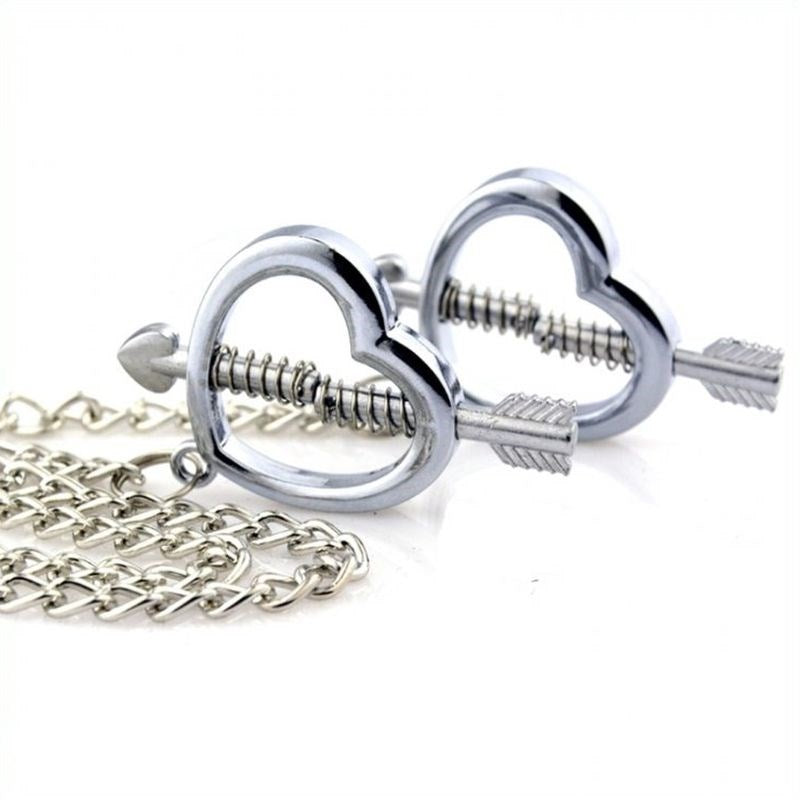 Cupid Nipple Press Clamps With Chain - - Breast and Nipple Toys