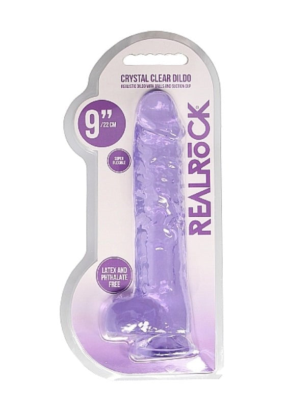 Realrock Crystal Clear Dildo with Balls 9 inch - - Luxury Sex Toys