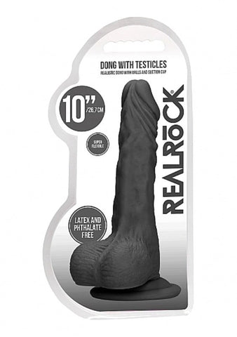 RealRock Skin Dong with Testicles 10 Inch by Shots Toys - Realistic Dildos