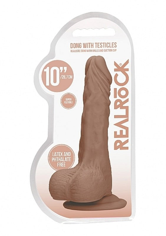 Realrock Skin Dong with Testicles 10 inch - - Realistic Dildos