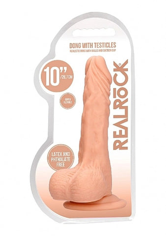 RealRock Skin Dong with Testicles 10 Inch by Shots Toys - Realistic Dildos