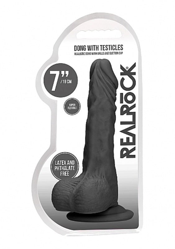 Realrock Skin Dong with Testicles 7 inch - - Realistic Dildos