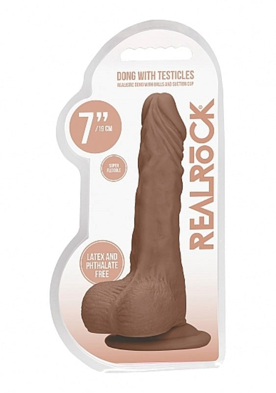 Realrock Skin Dong with Testicles 7 inch - - Realistic Dildos