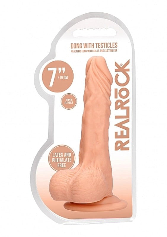 Realrock Skin Dong with Testicles 7 inch - - Realistic Dildos