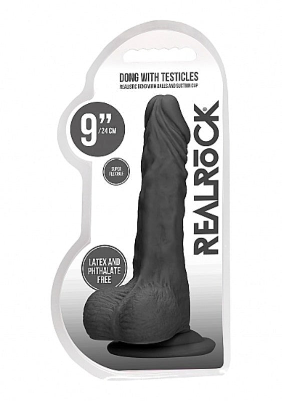 Realrock Skin Dong with Testicles 9 inch - - Realistic Dildos