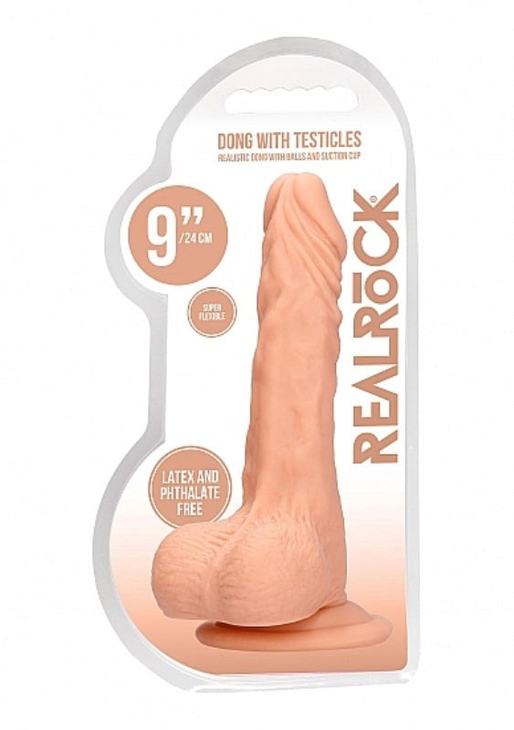 Realrock Skin Dong with Testicles 9 inch - - Realistic Dildos