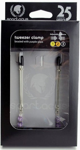 Adjustable Tweezer Clamps with Beaded Glass by Spartacus - Luxury Sex Toys