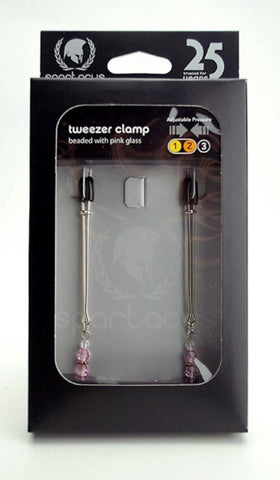 Adjustable Tweezer Clamps with Beaded Glass by Spartacus - Luxury Sex Toys