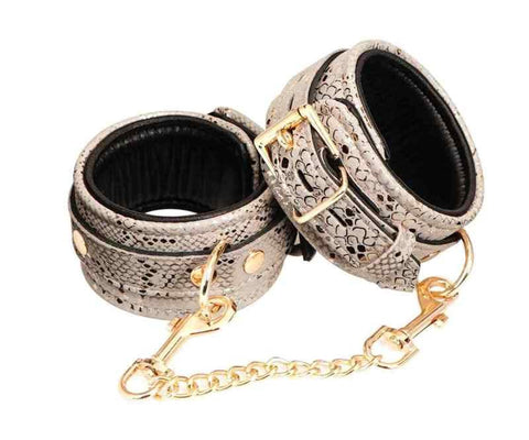 Snake Print Microfiber Ankle Restraints by Spartacus - Butt Plugs